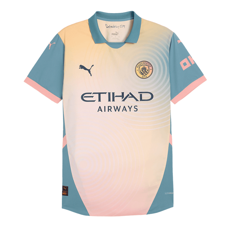 Player Version RODRIGO #16 Manchester City Fourth Away  Soccer Jersey 2024/25- Definitely City (UCL) Top Soccer Jerseys Store