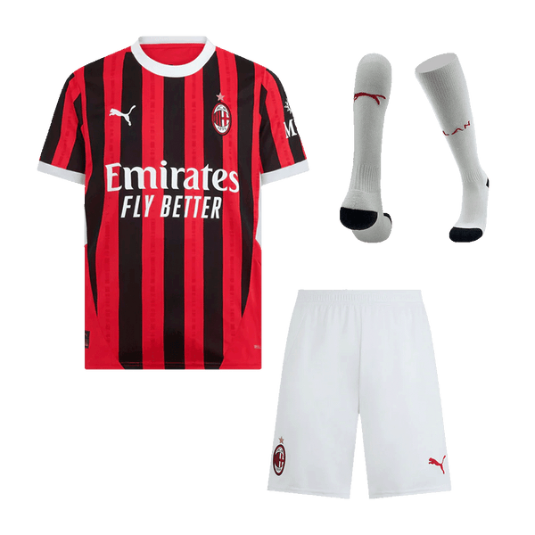 AC Milan Home  Soccer Jersey Kit(Jersey+Shorts+Socks) 2024/25 Top Soccer Jerseys Store