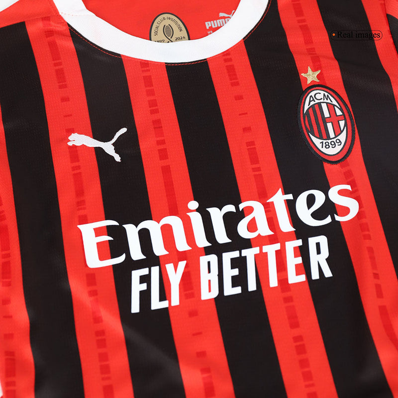 Kid's AC Milan Home  Soccer Jersey Kit(Jersey+Shorts) 2024/25 Top Soccer Jerseys Store