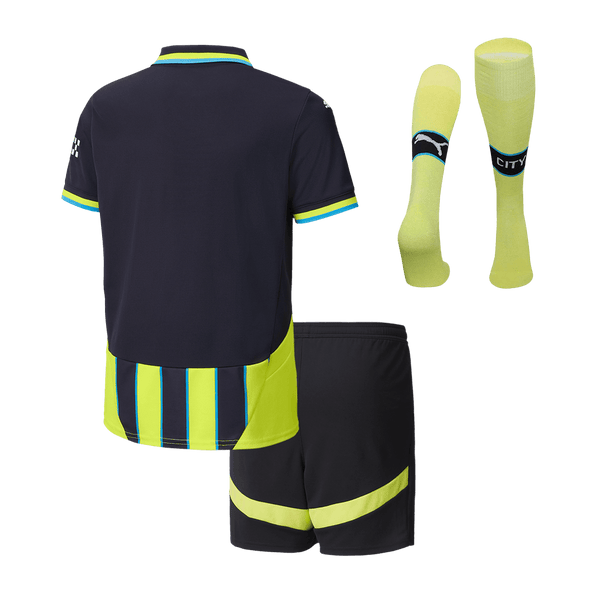 Kid's Manchester City Away  Soccer Jersey Kit(Jersey+Shorts+Socks) 2024/25 Top Soccer Jerseys Store